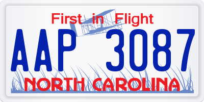 NC license plate AAP3087