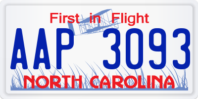 NC license plate AAP3093