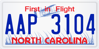 NC license plate AAP3104