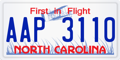 NC license plate AAP3110