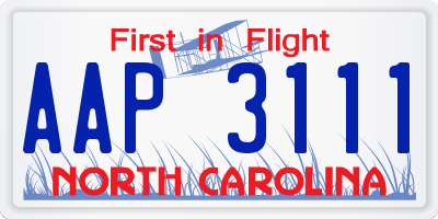 NC license plate AAP3111