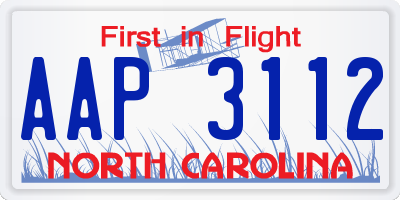 NC license plate AAP3112