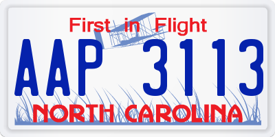 NC license plate AAP3113