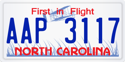 NC license plate AAP3117