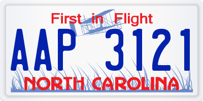 NC license plate AAP3121