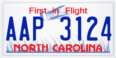 NC license plate AAP3124