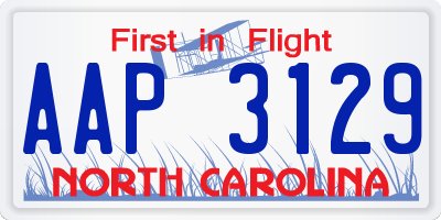 NC license plate AAP3129