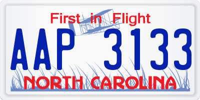 NC license plate AAP3133