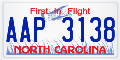 NC license plate AAP3138