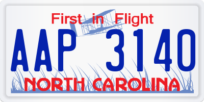 NC license plate AAP3140
