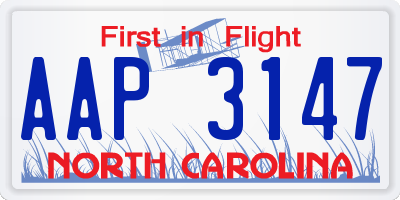 NC license plate AAP3147