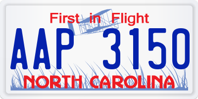 NC license plate AAP3150