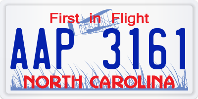 NC license plate AAP3161