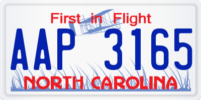 NC license plate AAP3165