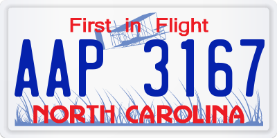 NC license plate AAP3167