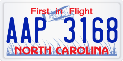 NC license plate AAP3168