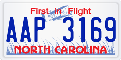 NC license plate AAP3169