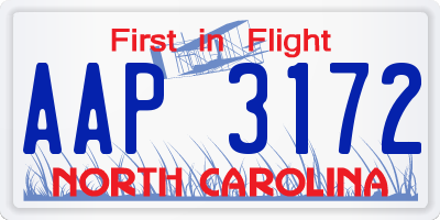 NC license plate AAP3172