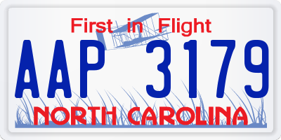 NC license plate AAP3179