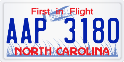 NC license plate AAP3180