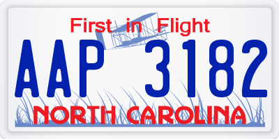 NC license plate AAP3182