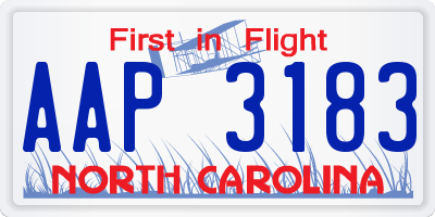 NC license plate AAP3183