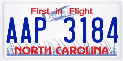 NC license plate AAP3184