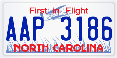 NC license plate AAP3186