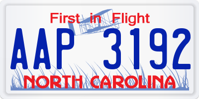 NC license plate AAP3192