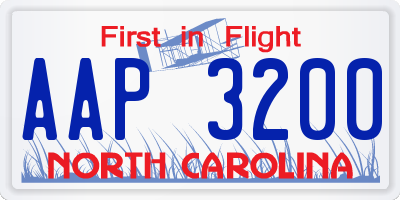 NC license plate AAP3200