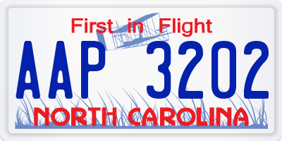 NC license plate AAP3202