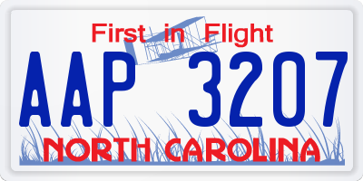 NC license plate AAP3207