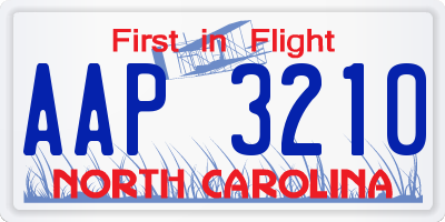 NC license plate AAP3210