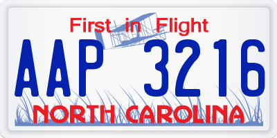 NC license plate AAP3216