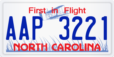 NC license plate AAP3221