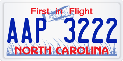 NC license plate AAP3222