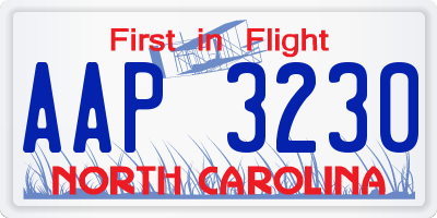NC license plate AAP3230