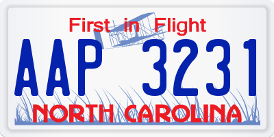 NC license plate AAP3231