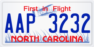 NC license plate AAP3232