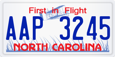 NC license plate AAP3245
