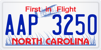 NC license plate AAP3250