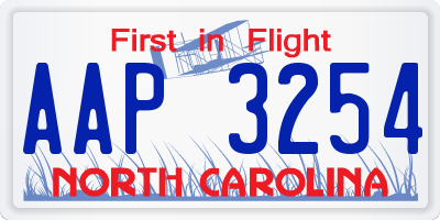 NC license plate AAP3254