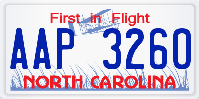NC license plate AAP3260