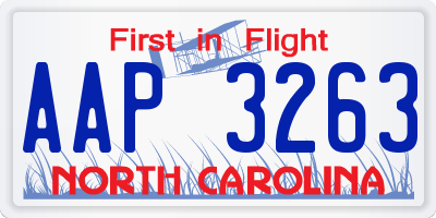 NC license plate AAP3263