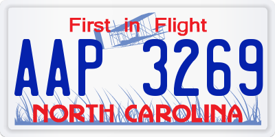 NC license plate AAP3269