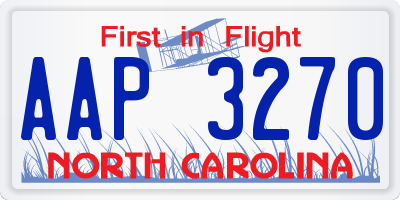 NC license plate AAP3270