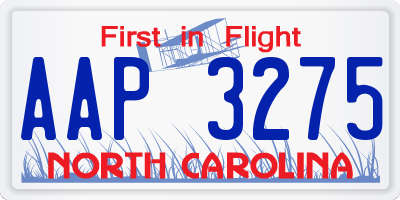 NC license plate AAP3275