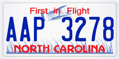 NC license plate AAP3278