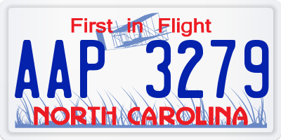 NC license plate AAP3279