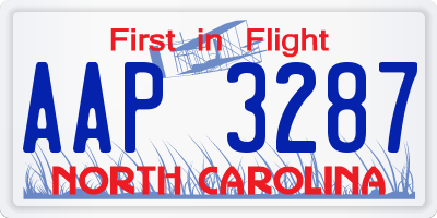 NC license plate AAP3287